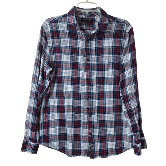 Banana Republic Men Sz M Standard Fit Cotton‎ Plaid Gingham Button Down Shirt - Picture 2 of 13